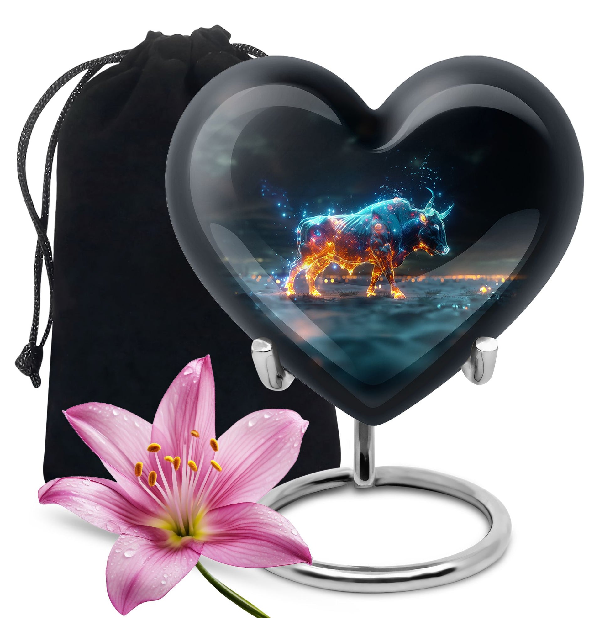 Stellar Taurus Glowing Urn - Bull Urn Memorial For Men & Women