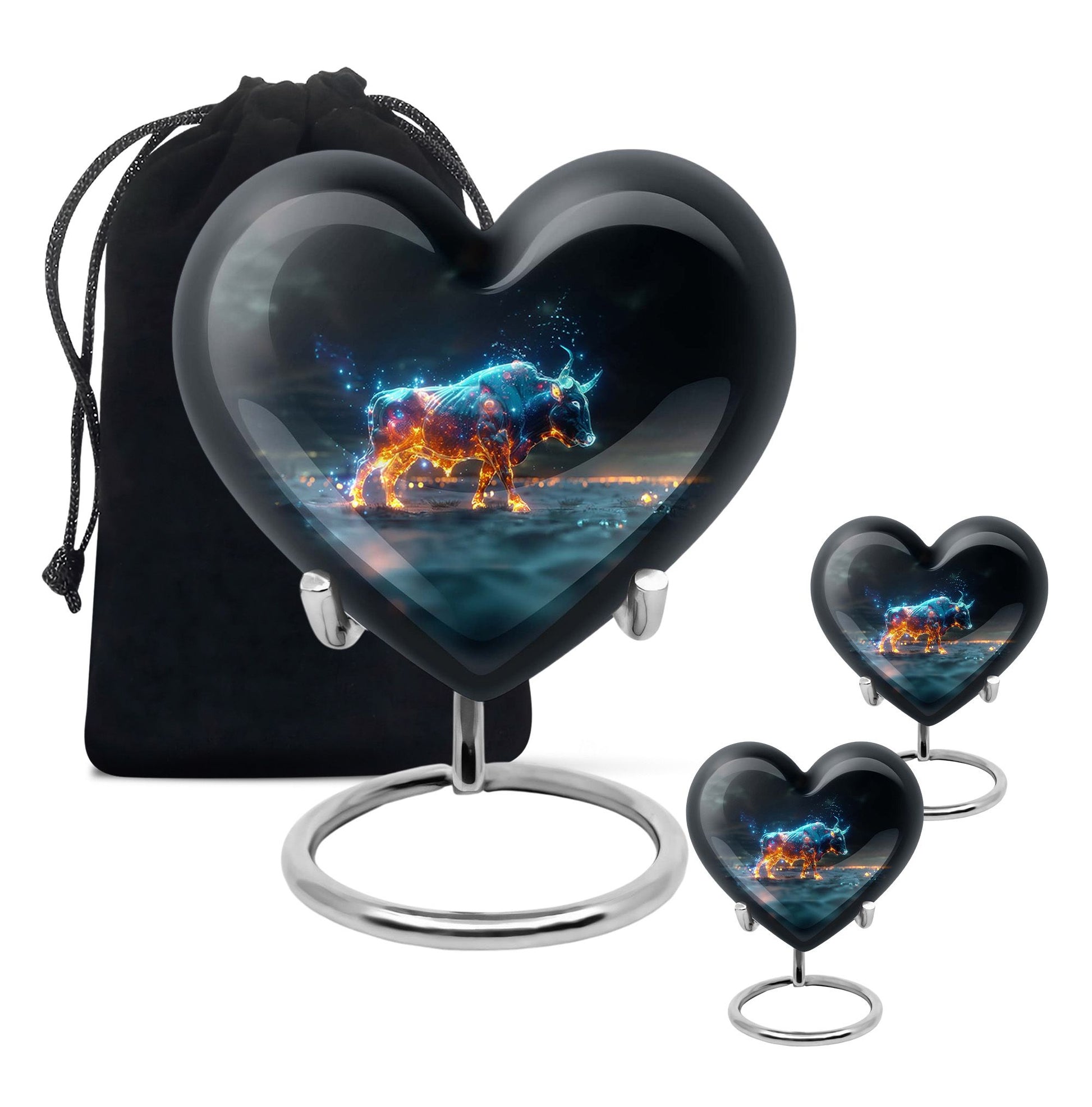 Stellar Taurus Glowing Urn - Bull Urn Memorial For Men & Women