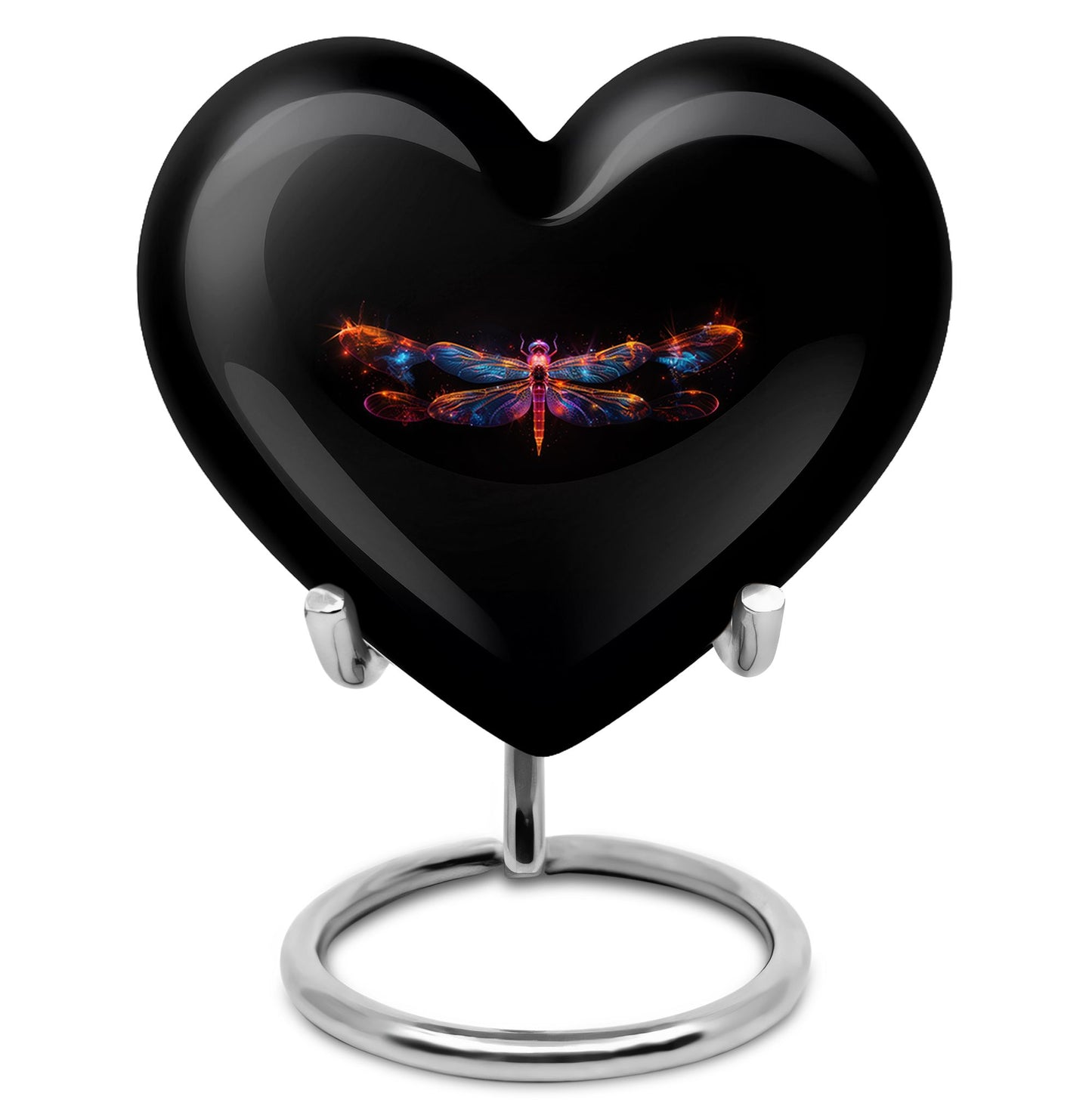 Black Personalized Dragonfly Cremation Urn for Women - 10-inch, 200 cu in - Yatskia