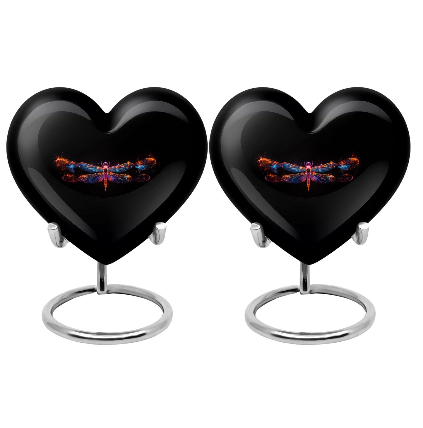 Black Personalized Dragonfly Cremation Urn for Women - 10-inch, 200 cu in - Yatskia