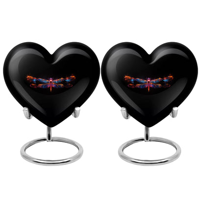 Black Personalized Dragonfly Cremation Urn for Women - 10-inch, 200 cu in - Yatskia