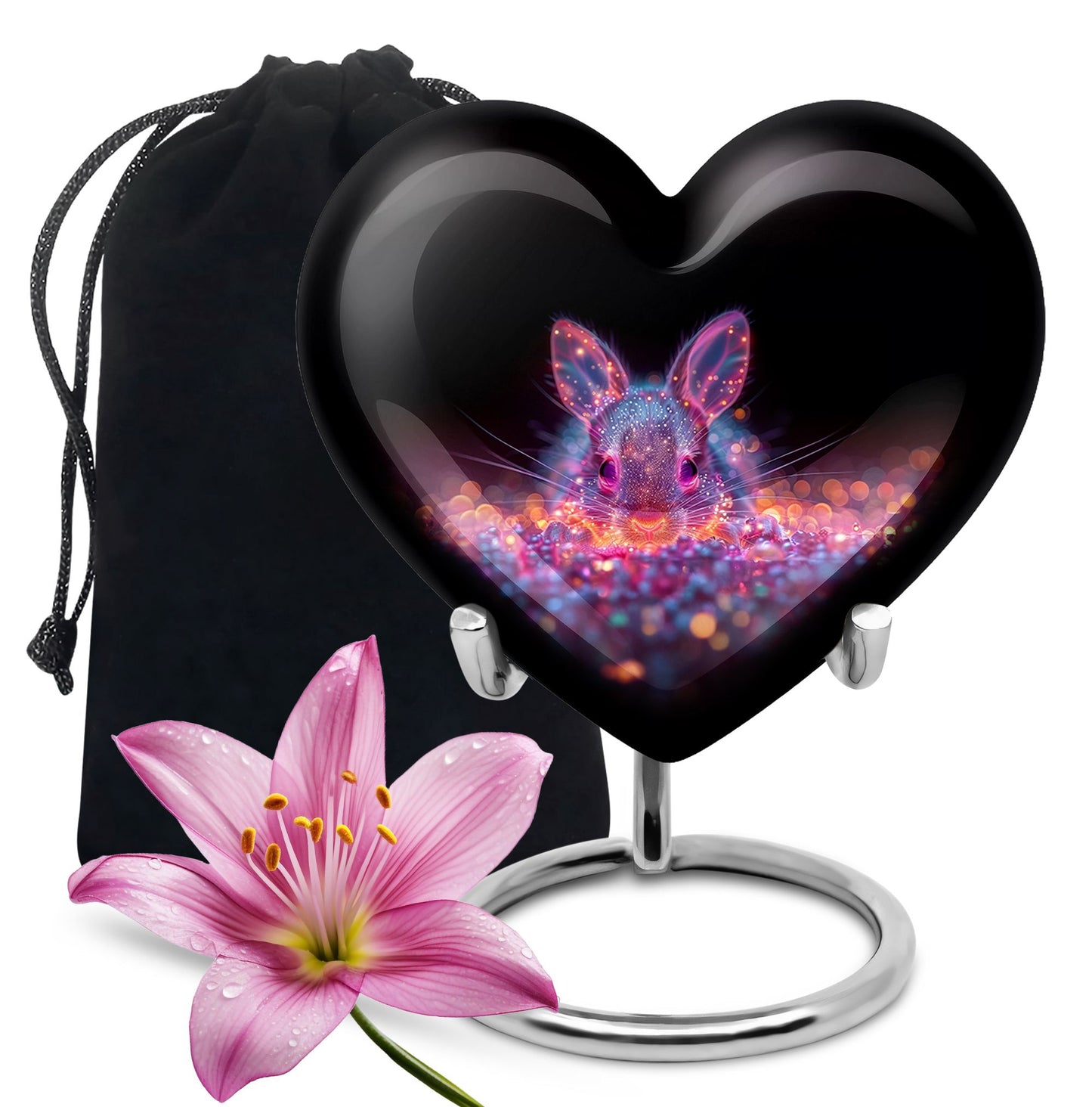 Pink Personalized Rabbit Cremation Urn for Pet Ashes - 10-inch, 200 cu in - Yatskia
