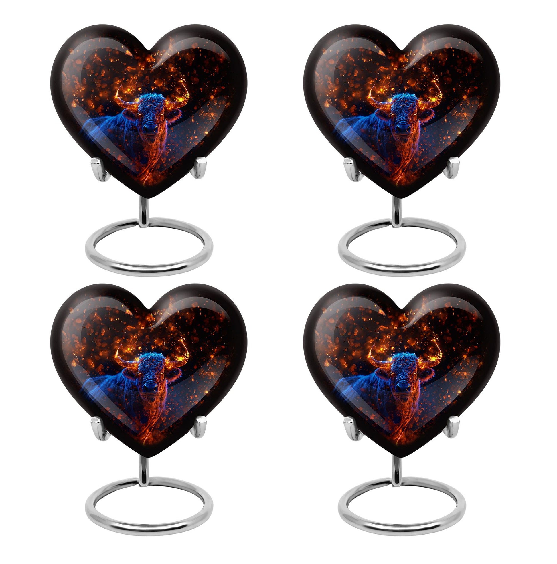 Fiery Horn Bull Memorial Urn For Ashes - Bull Cremation Ashes Urns