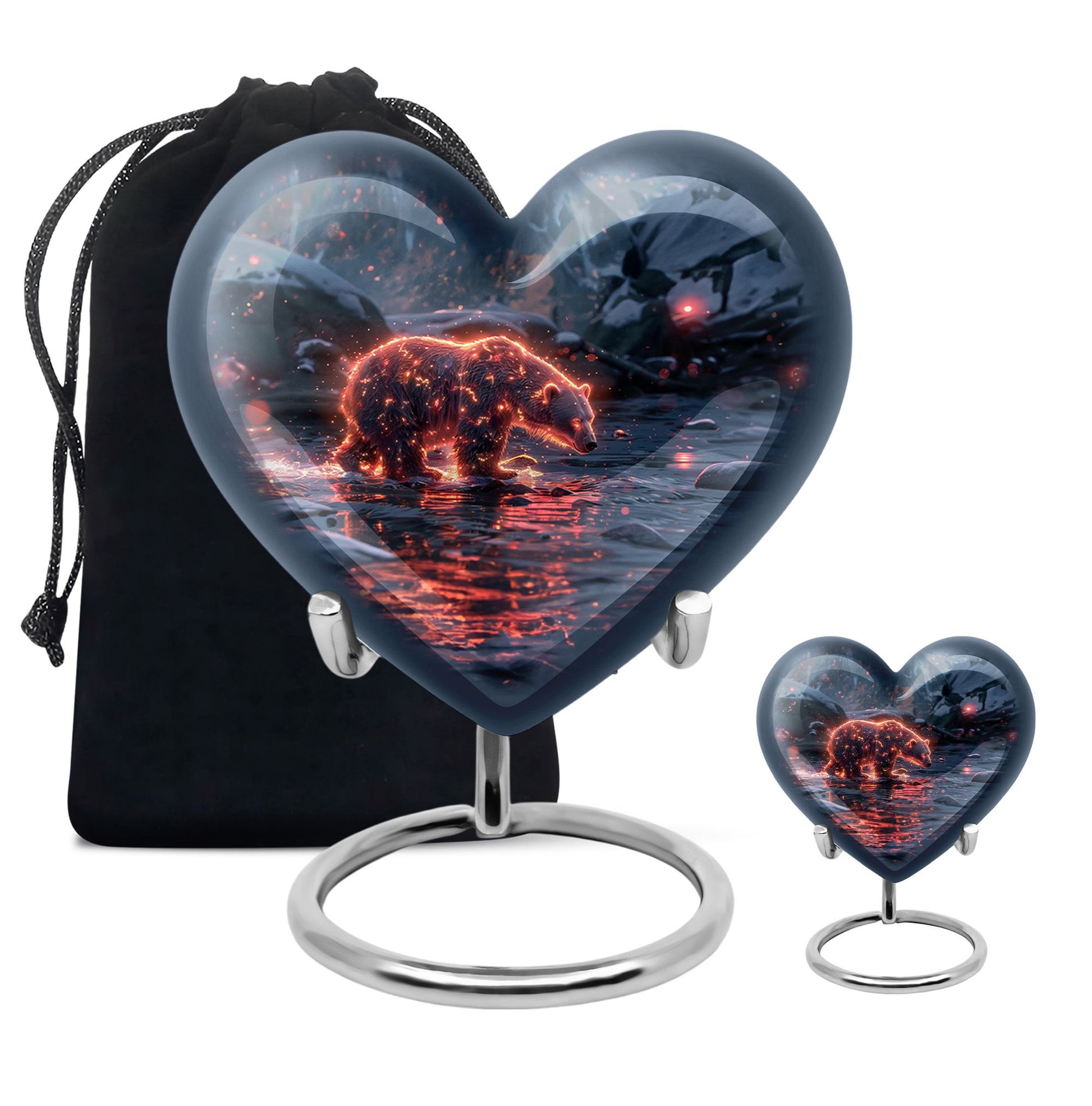 Fiery Polar Bear Urn for Funeral - Polar Bear Cremation Urn