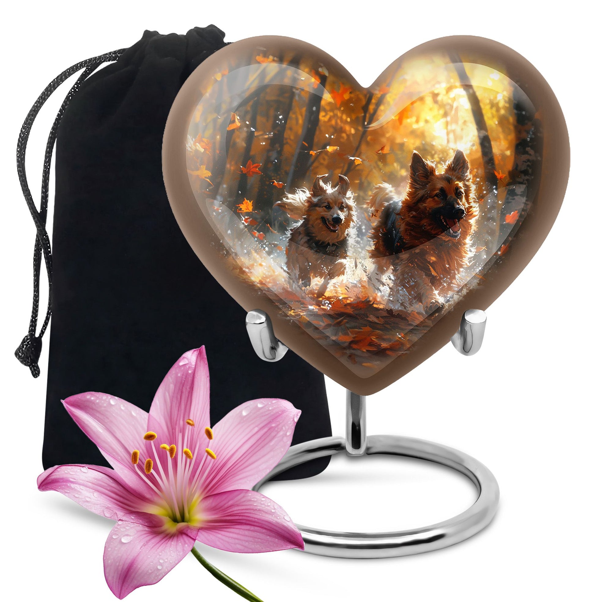 German Shepherd Memorial Urn For Dogs - Autumn Cremation Urn For Pet