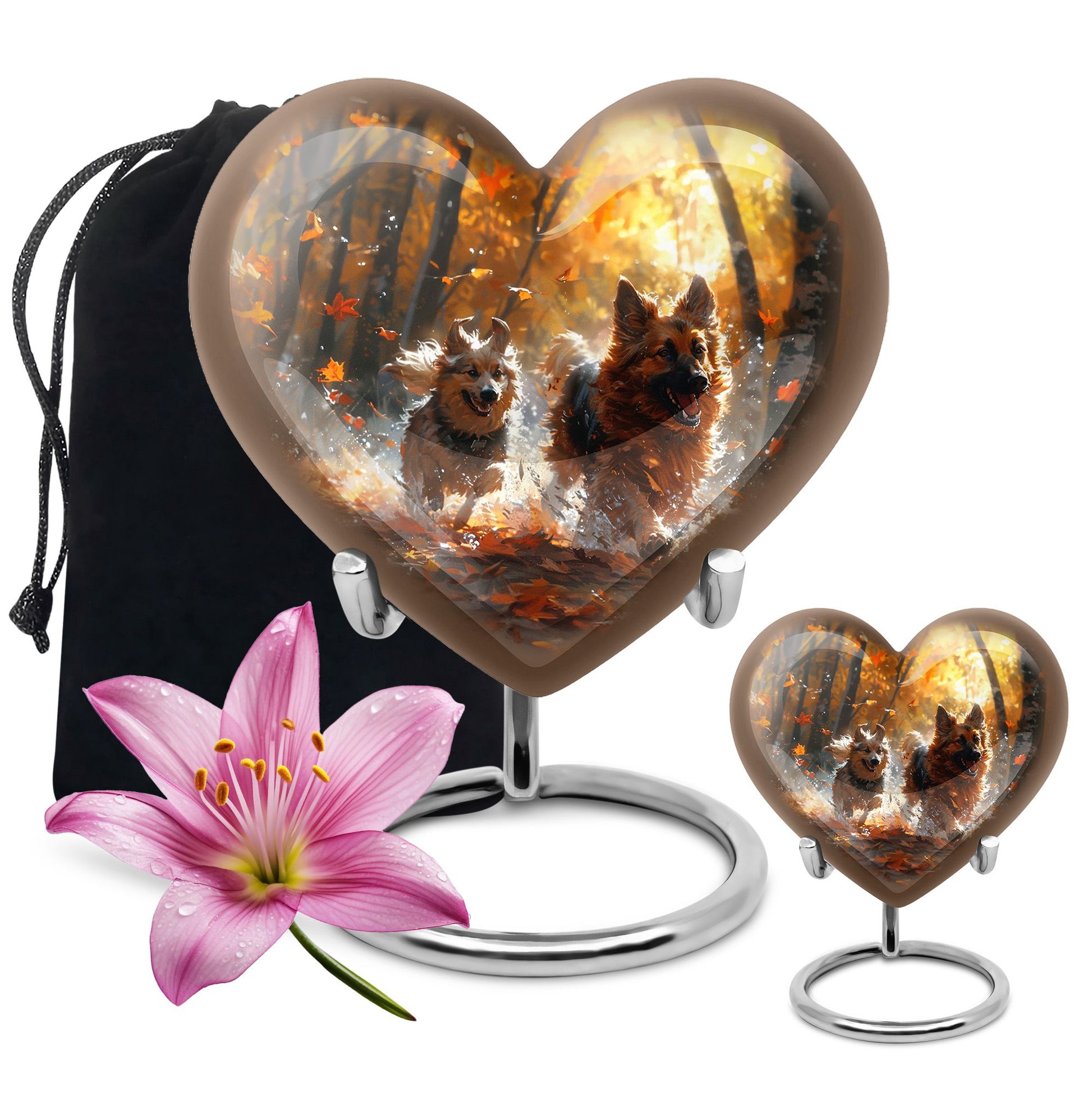 German Shepherd Memorial Urn For Dogs - Autumn Cremation Urn For Pet