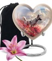 Pet Memorial Urn For Dog - Red Floral Tribute Urn Perfect For Memorials