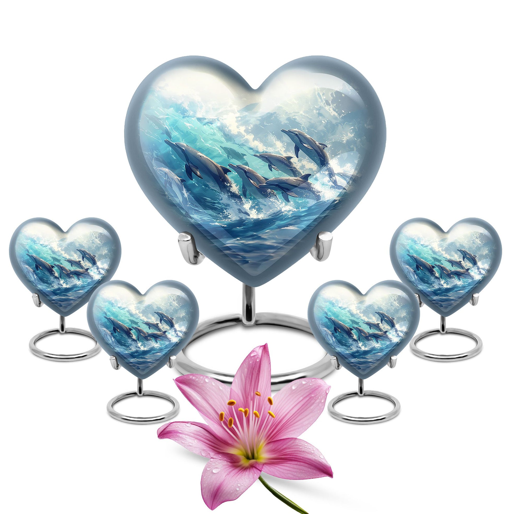 Dolphin Family Cremation Urn - Dolphin Large Funeral Ashes Urn