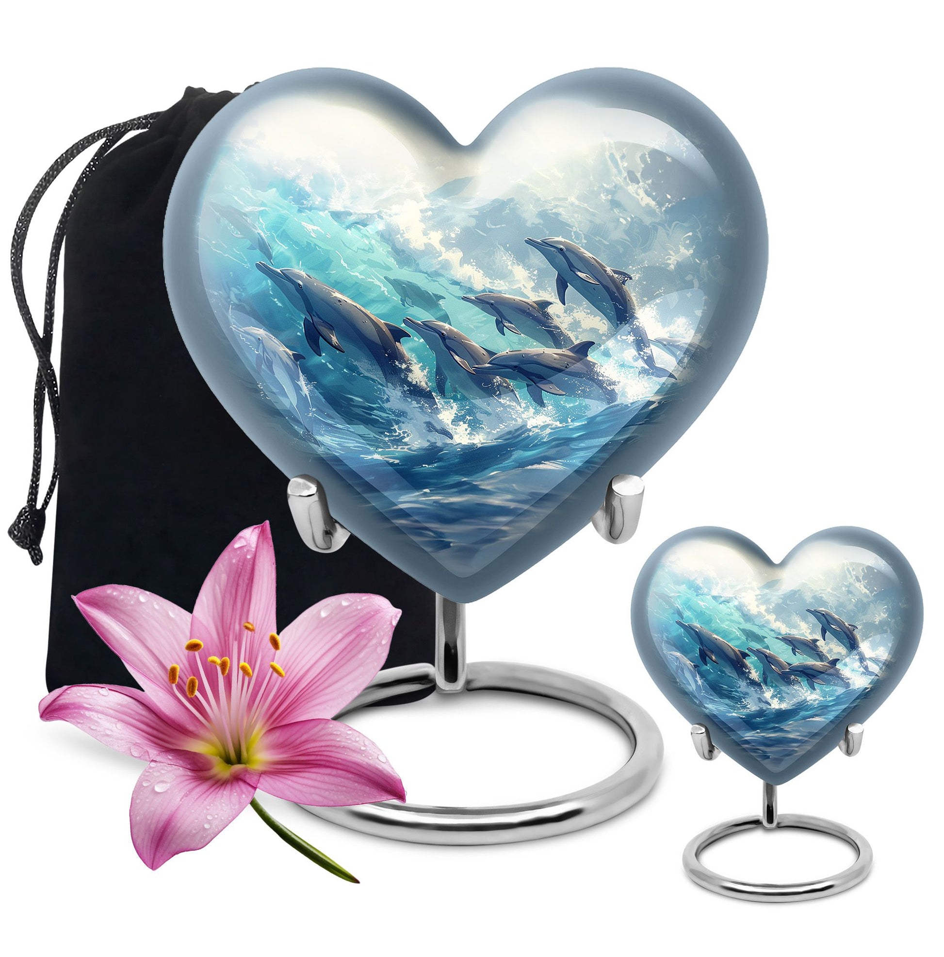 Dolphin Family Cremation Urn - Dolphin Large Funeral Ashes Urn