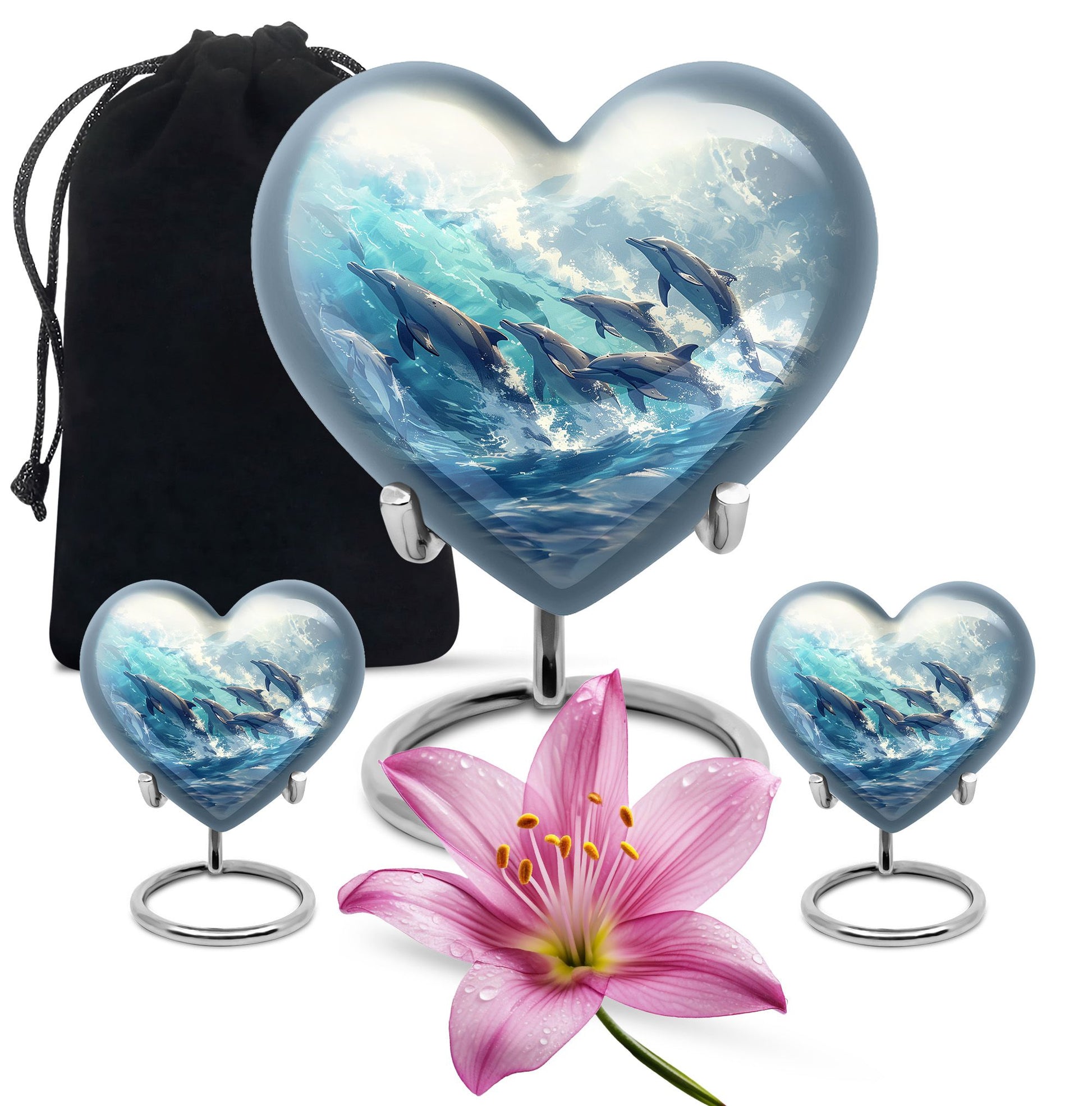 Dolphin Family Cremation Urn - Dolphin Large Funeral Ashes Urn