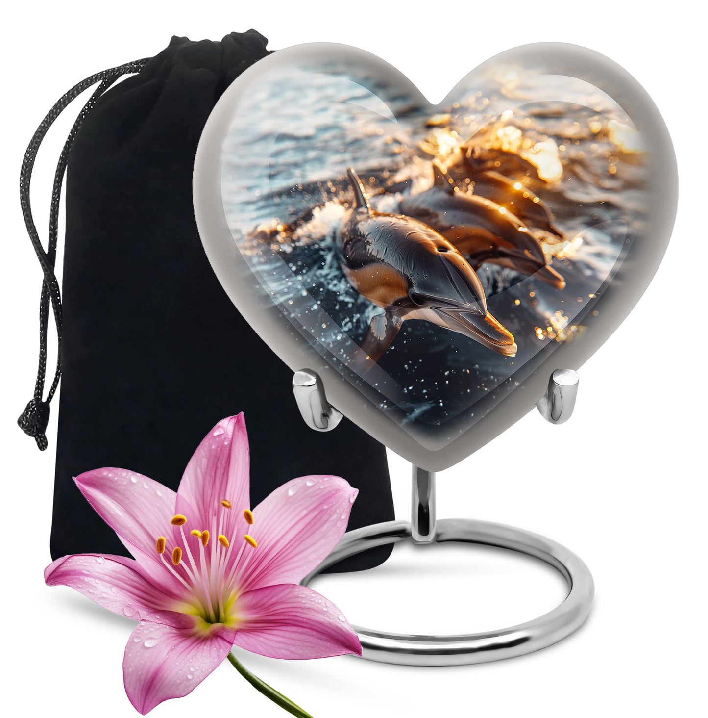Personalized Dolphin Cremation Urn for Women - 10-inch, 200 cu in - Yatskia