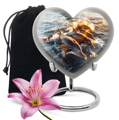 Personalized Dolphin Cremation Urn for Women - 10-inch, 200 cu in - Yatskia