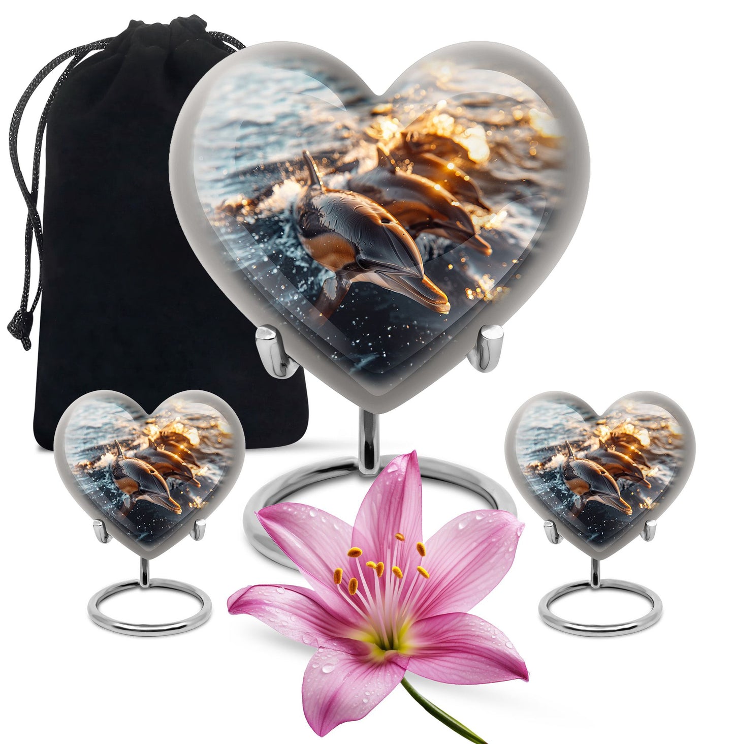Personalized Dolphin Cremation Urn for Women - 10-inch, 200 cu in - Yatskia