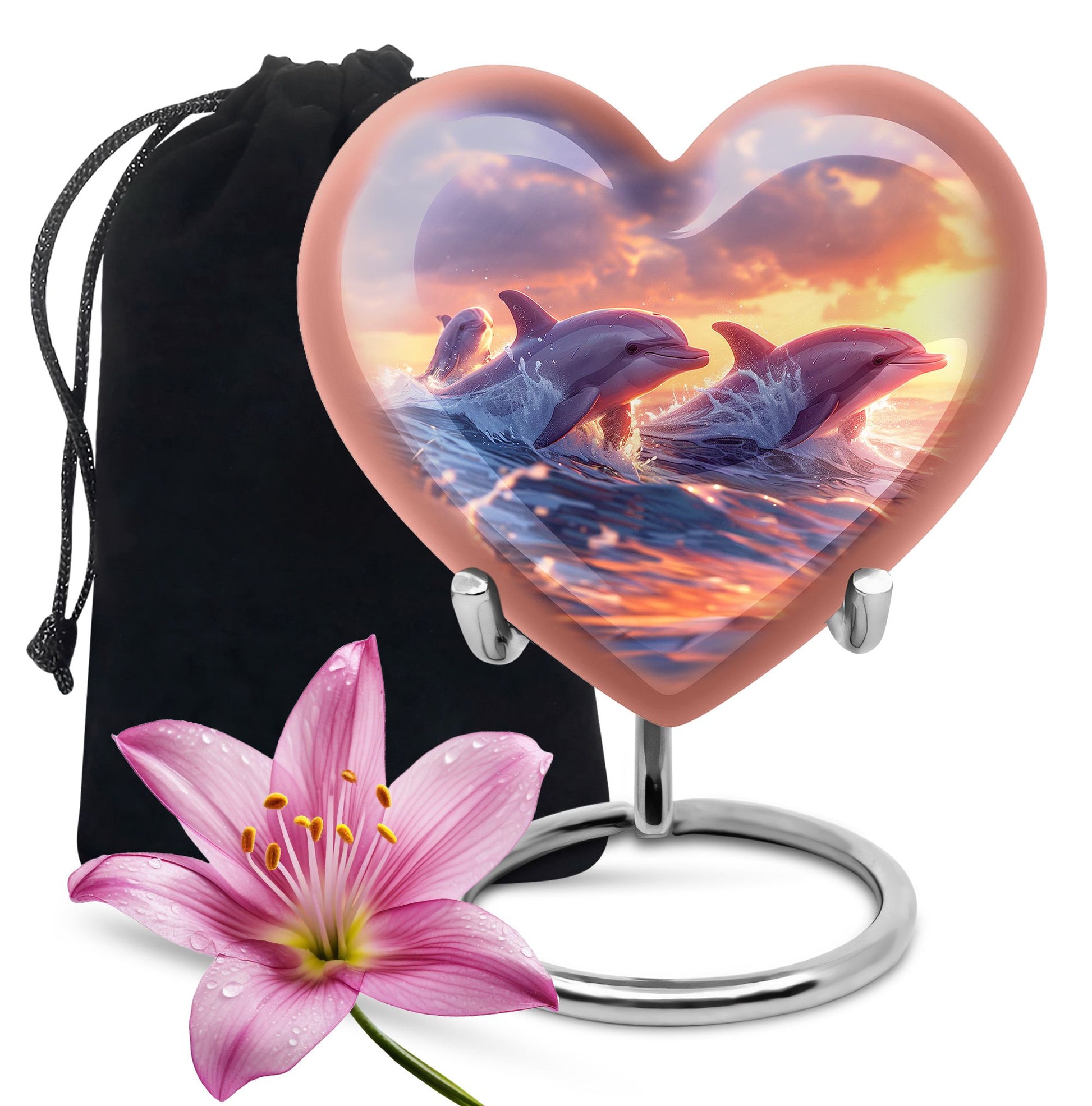 Sunset Dolphin Memorial Urn For Women - Large Urns For Adult Human Ashes