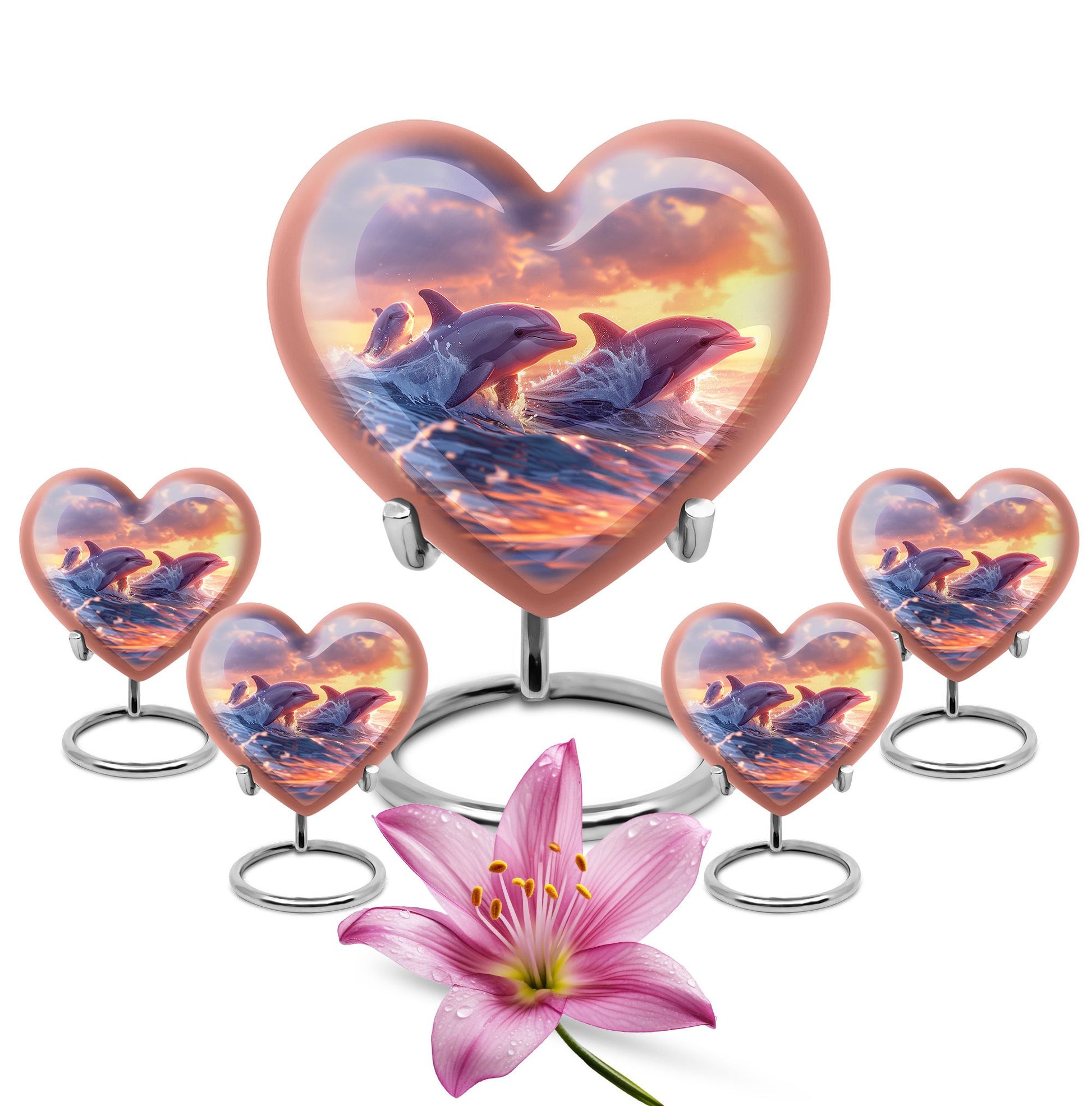 Sunset Dolphin Memorial Urn For Women - Large Urns For Adult Human Ashes