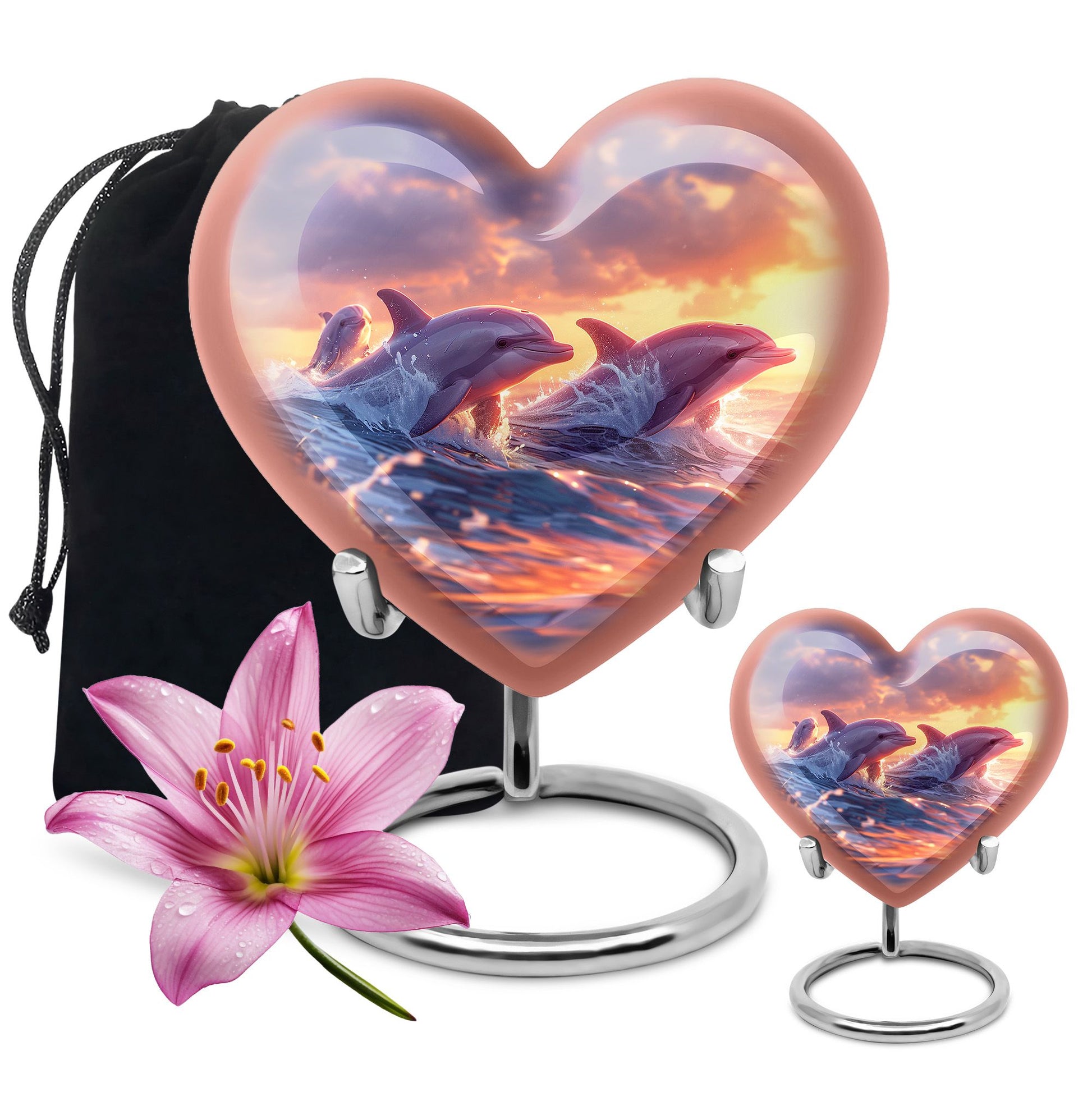 Sunset Dolphin Memorial Urn For Women - Large Urns For Adult Human Ashes