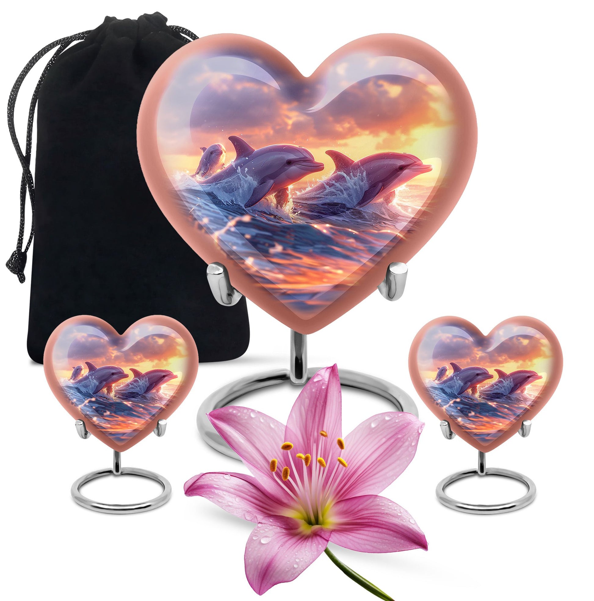 Sunset Dolphin Memorial Urn For Women - Large Urns For Adult Human Ashes