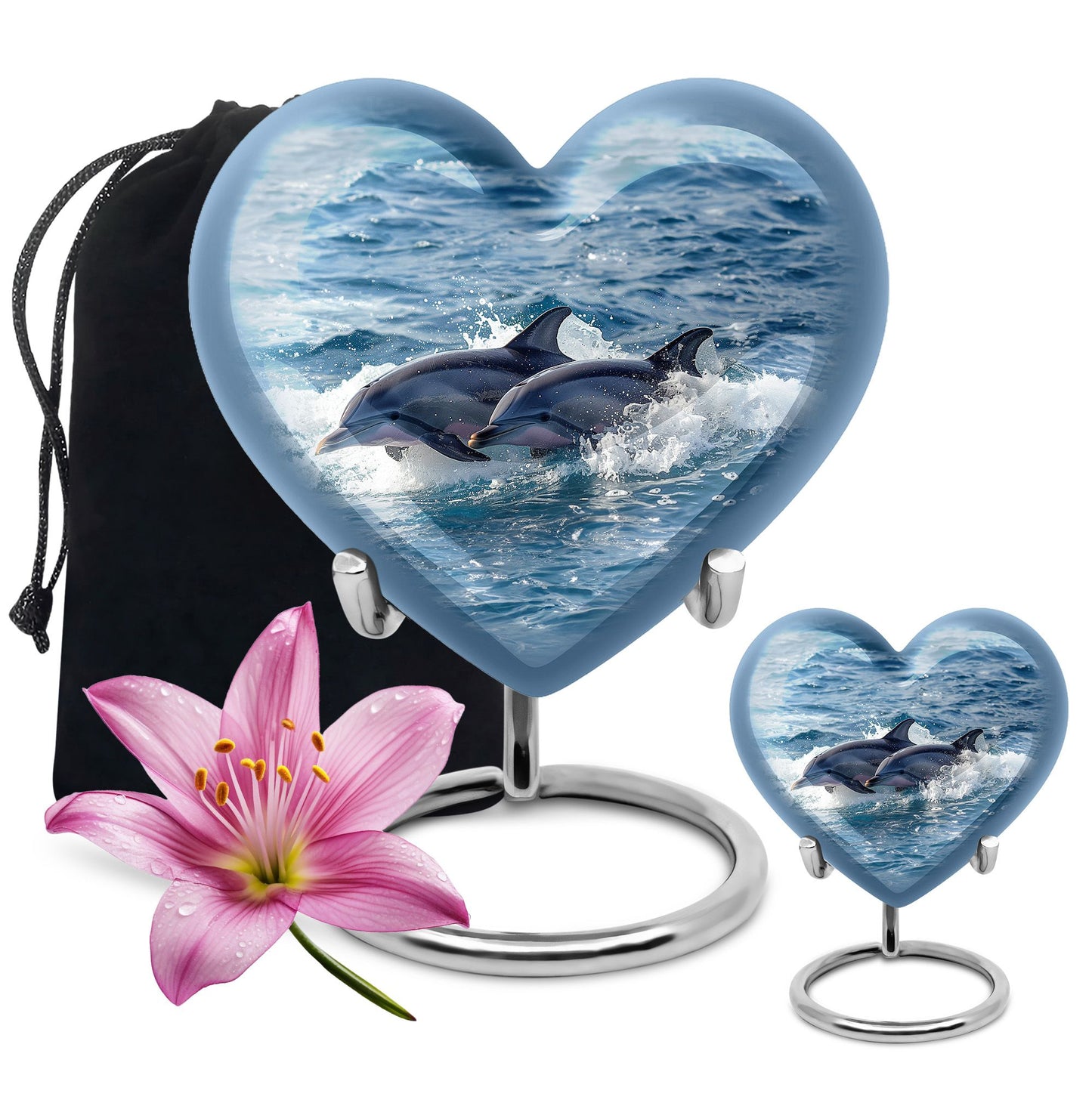 Personalized Dolphin Cremation Urn for Women - 10-inch, 200 cu in - Yatskia