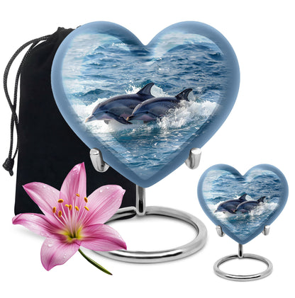 Personalized Dolphin Cremation Urn for Women - 10-inch, 200 cu in - Yatskia