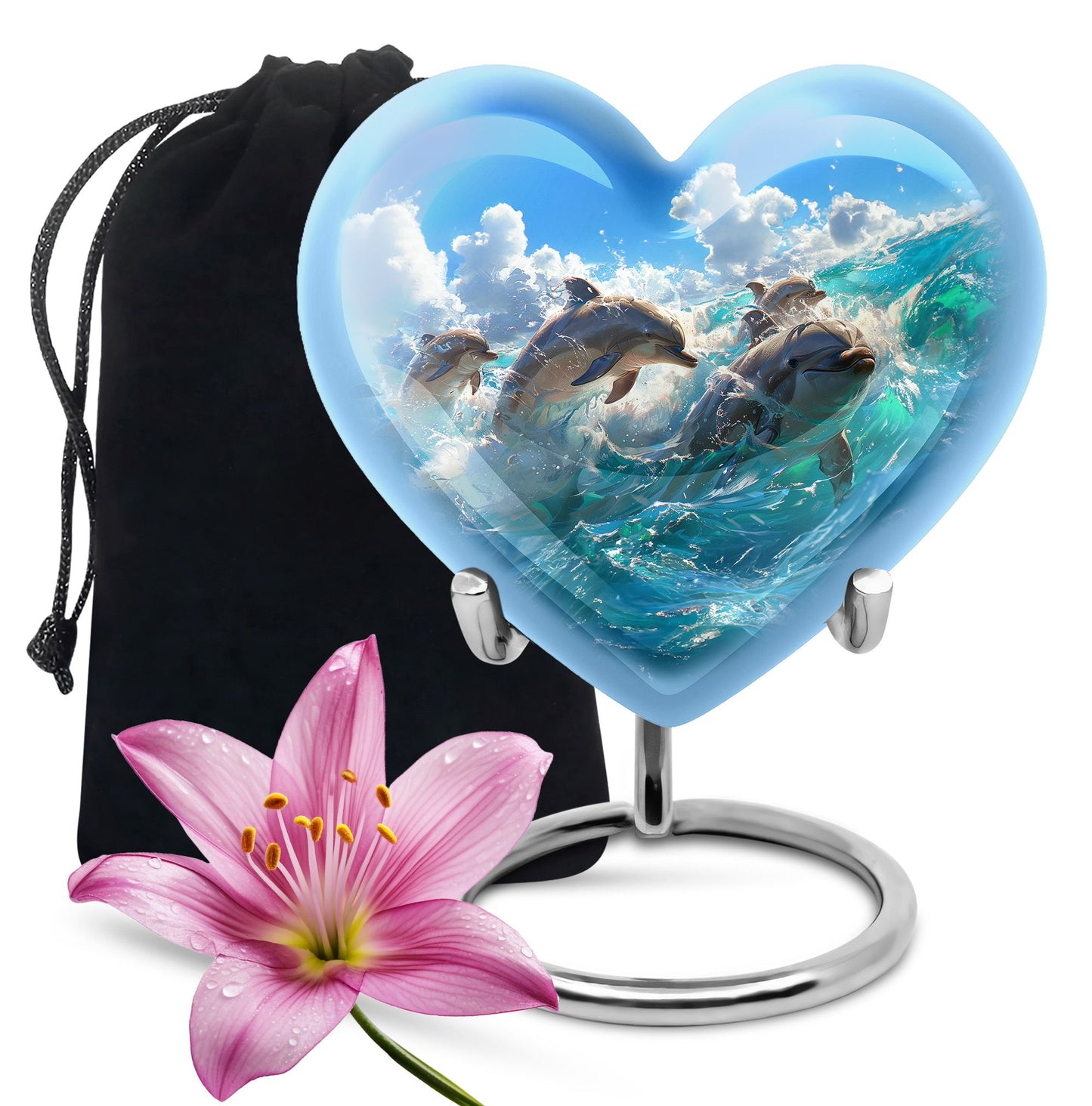 Personalized Dolphin Cremation Urn for Human Ashes - 10-inch, 200 cu in - Yatskia