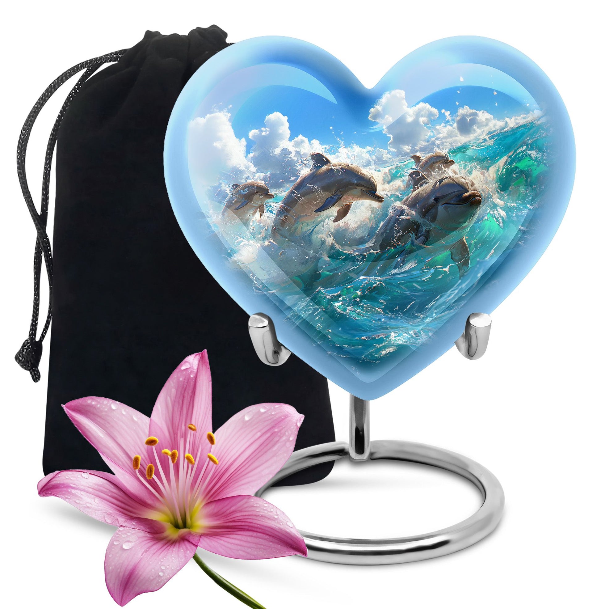 Joyful Dolphins Famiy Urn For Cremation - Funeral Urn for Loved Ones
