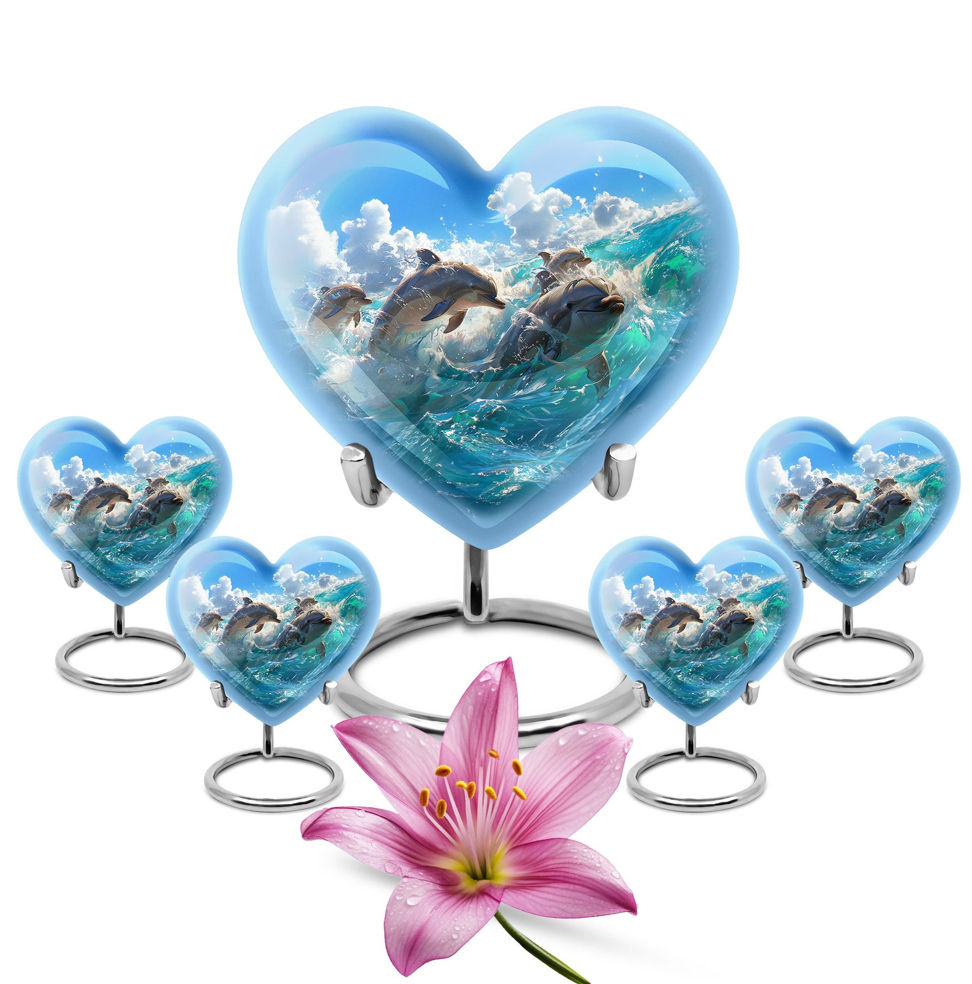 Joyful Dolphins Famiy Urn For Cremation - Funeral Urn for Loved Ones