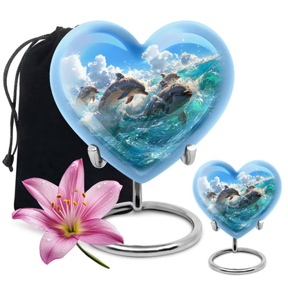 Personalized Dolphin Cremation Urn for Human Ashes - 10-inch, 200 cu in - Yatskia