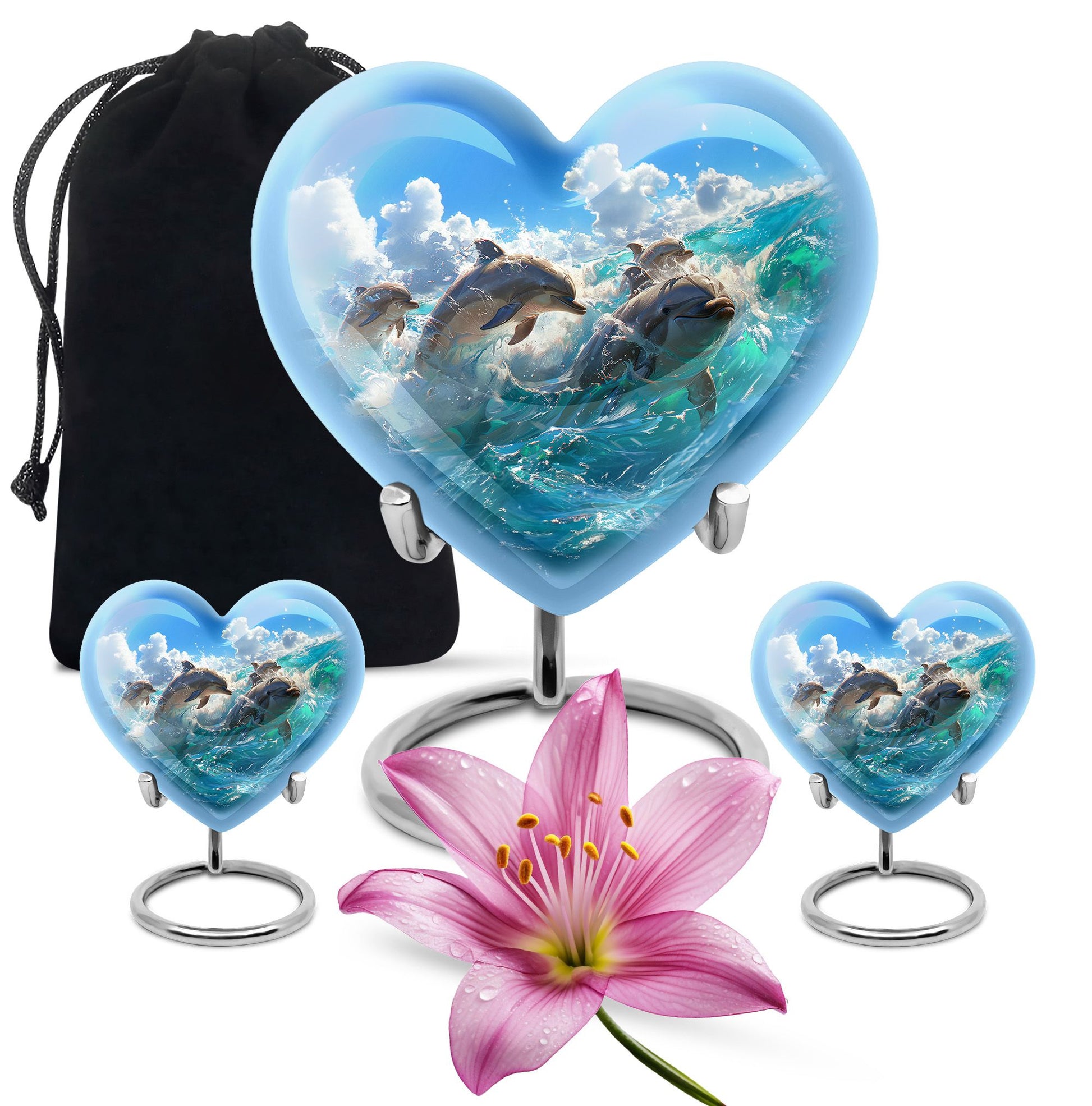 Joyful Dolphins Famiy Urn For Cremation - Funeral Urn for Loved Ones