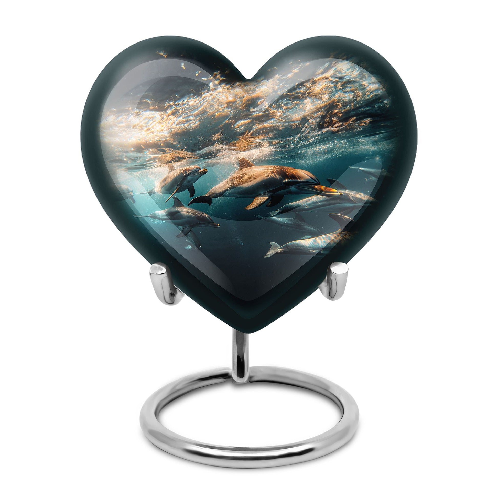 Underwater Dolphin Family Urn For Memorial - Human Ashes Container