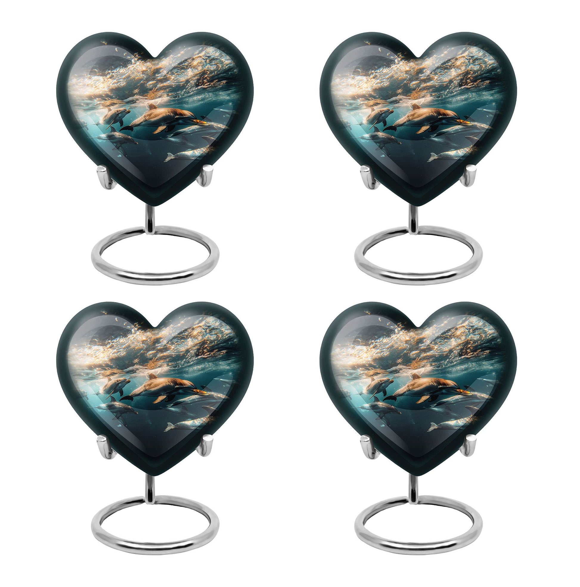 Underwater Dolphin Family Urn For Memorial - Human Ashes Container