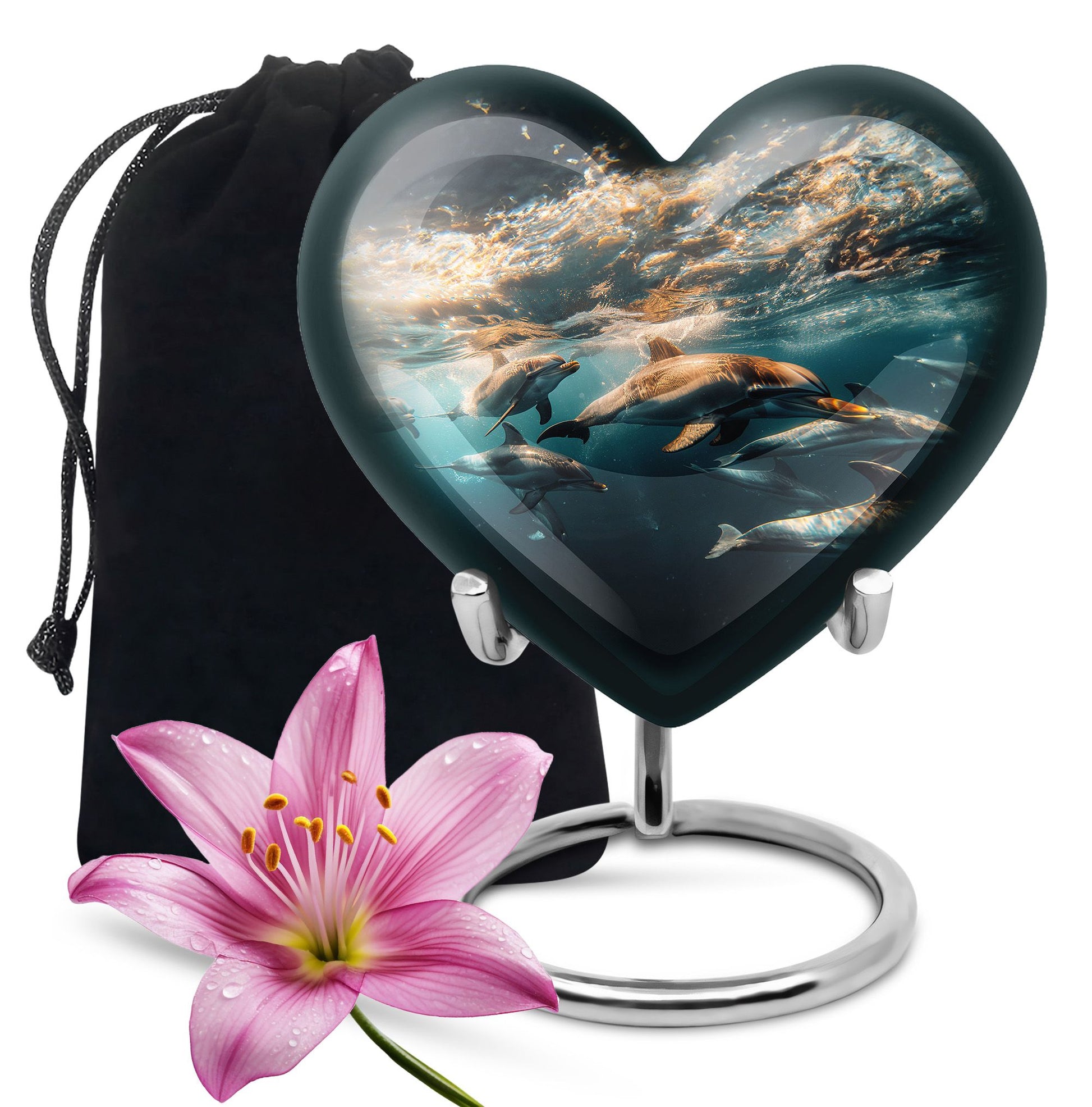 Underwater Dolphin Family Urn For Memorial - Human Ashes Container