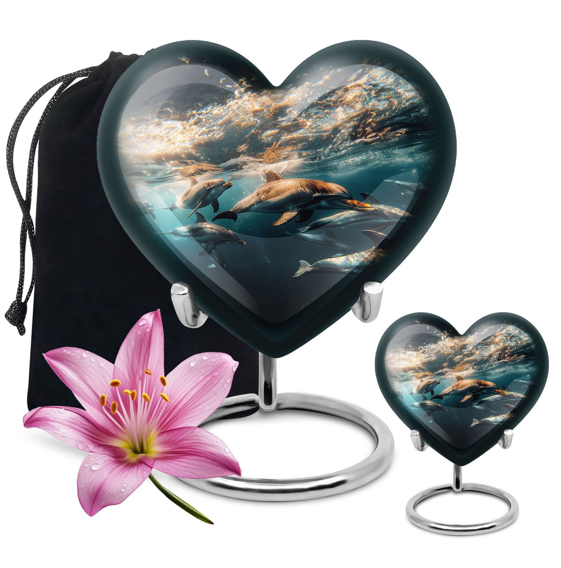 Underwater Dolphin Family Urn For Memorial - Human Ashes Container