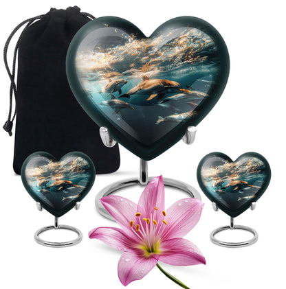 Personalized Dolphin Memorial Urn for Human Ashes - 10-inch, 200 cu in - Yatskia