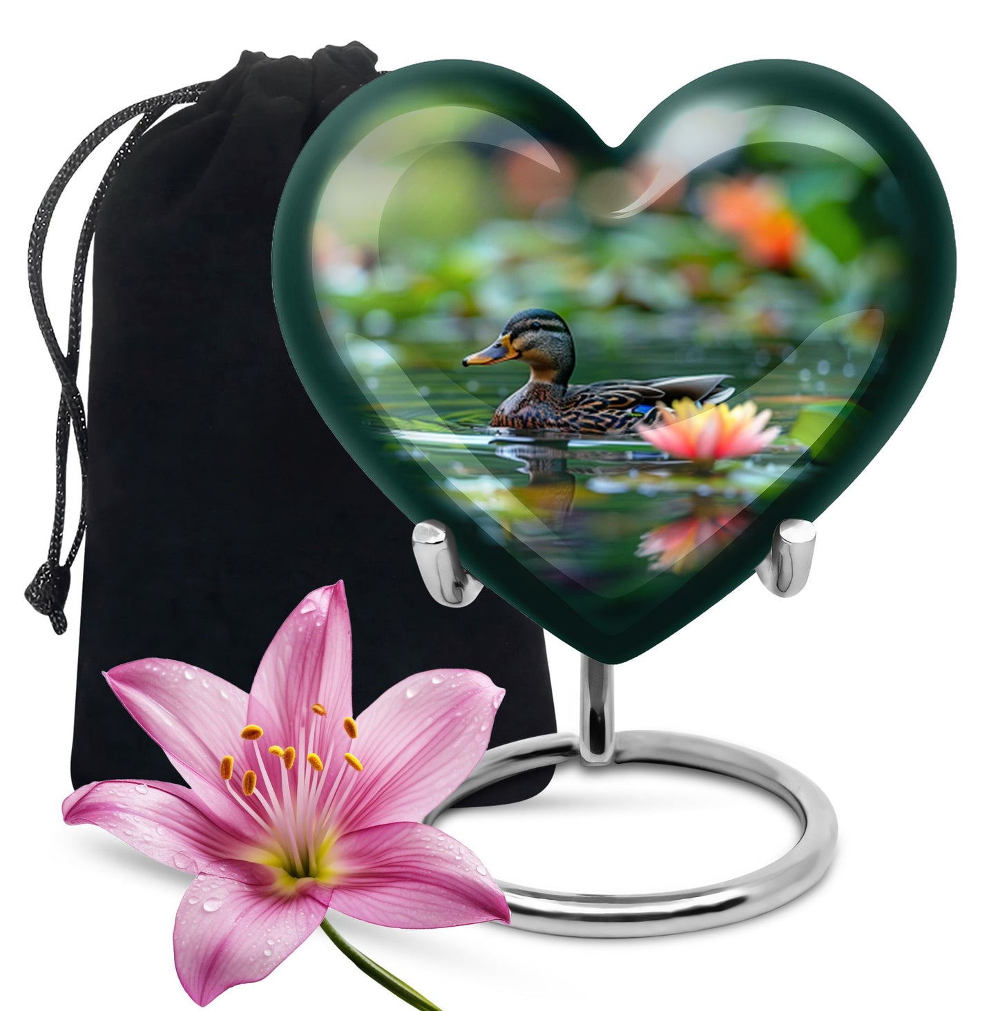 Green Personalized Bird Cremation Urn for Men & Women - 10-inch, 200 cu in - Yatskia
