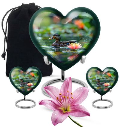 Green Personalized Bird Cremation Urn for Men & Women - 10-inch, 200 cu in - Yatskia