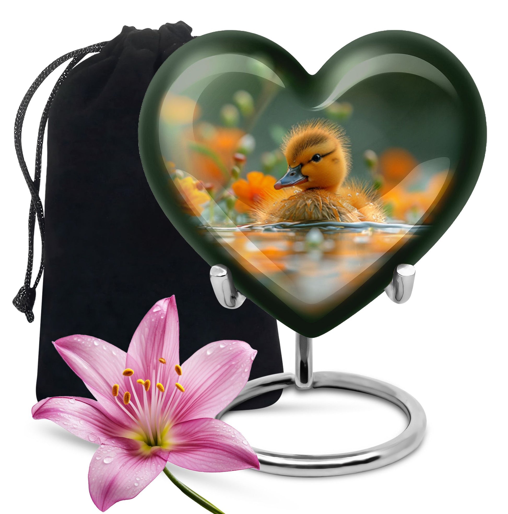 Golden Duckling Memorial Urn Set - Duck Cremation Urn For Ashes