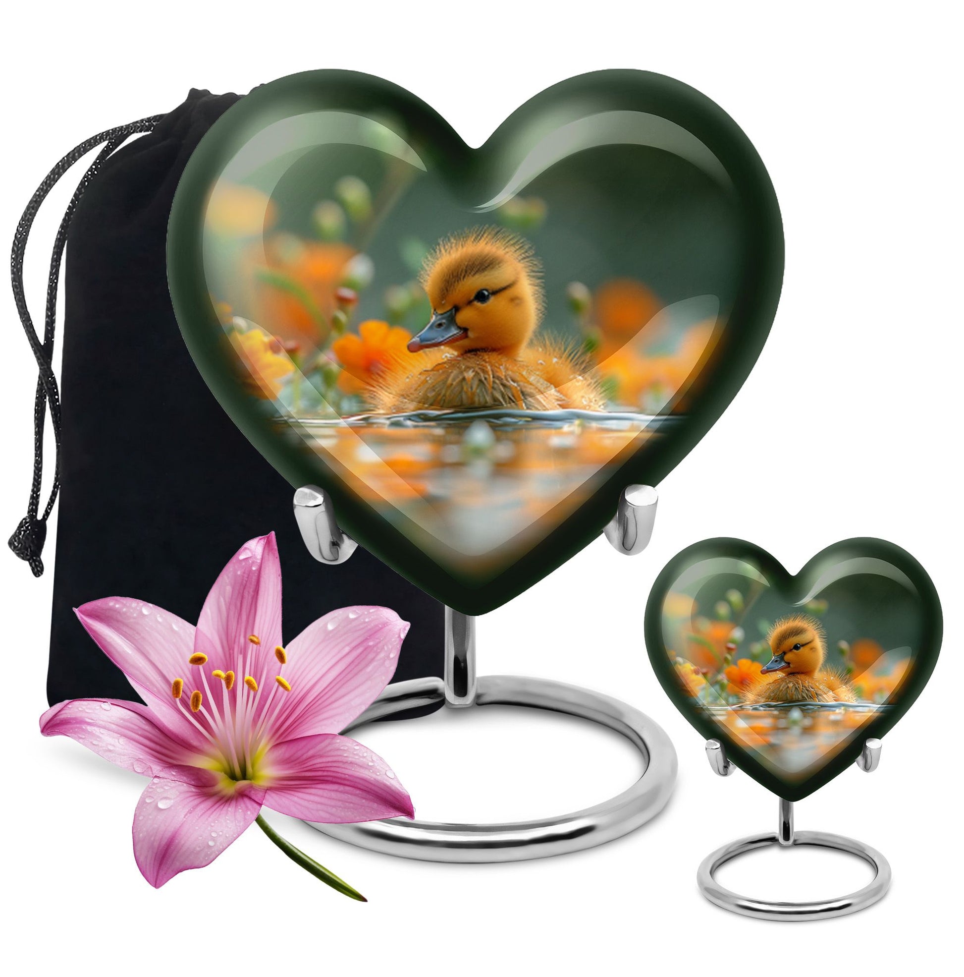 Golden Duckling Memorial Urn Set - Duck Cremation Urn For Ashes