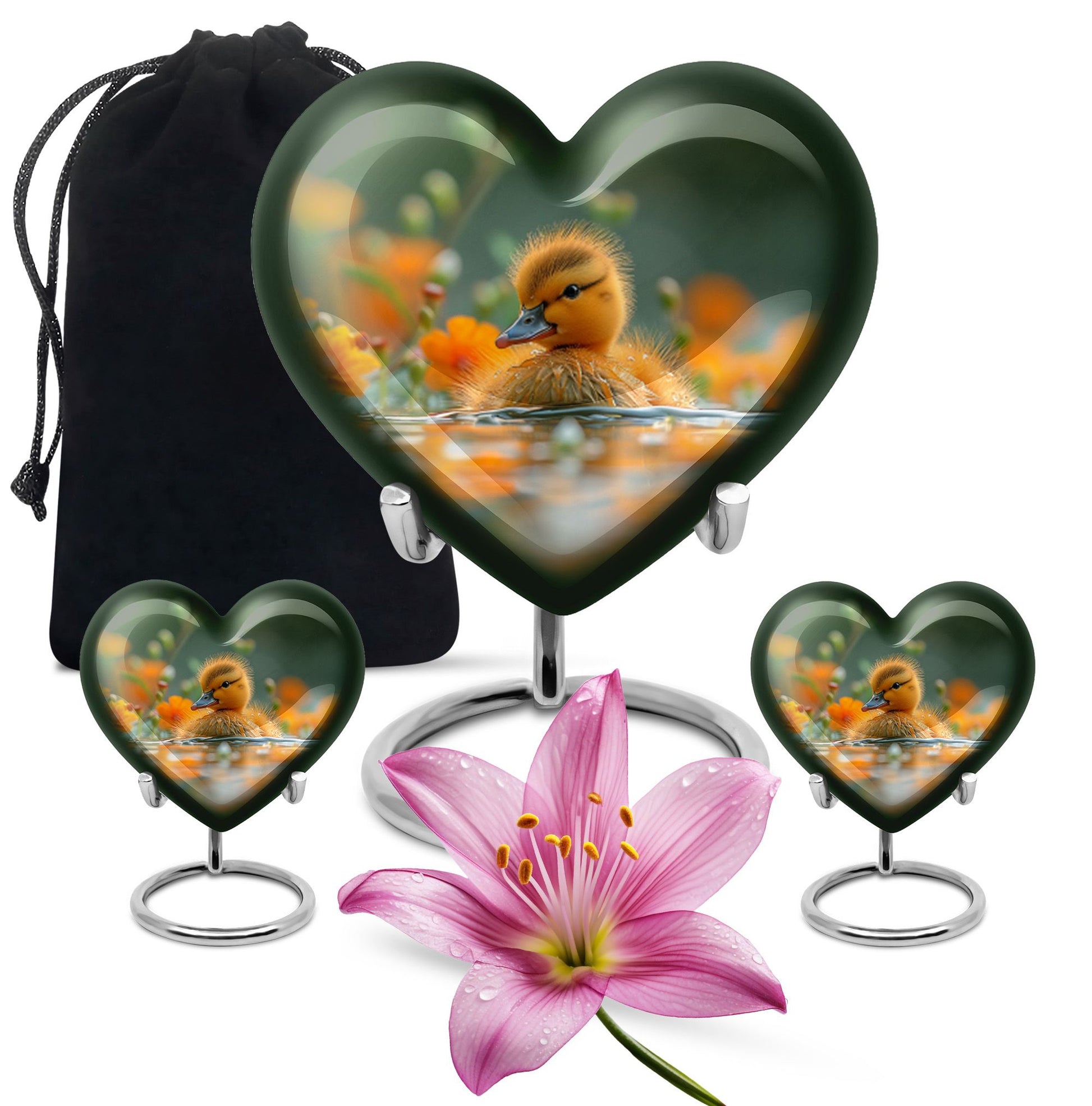 Golden Duckling Memorial Urn Set - Duck Cremation Urn For Ashes