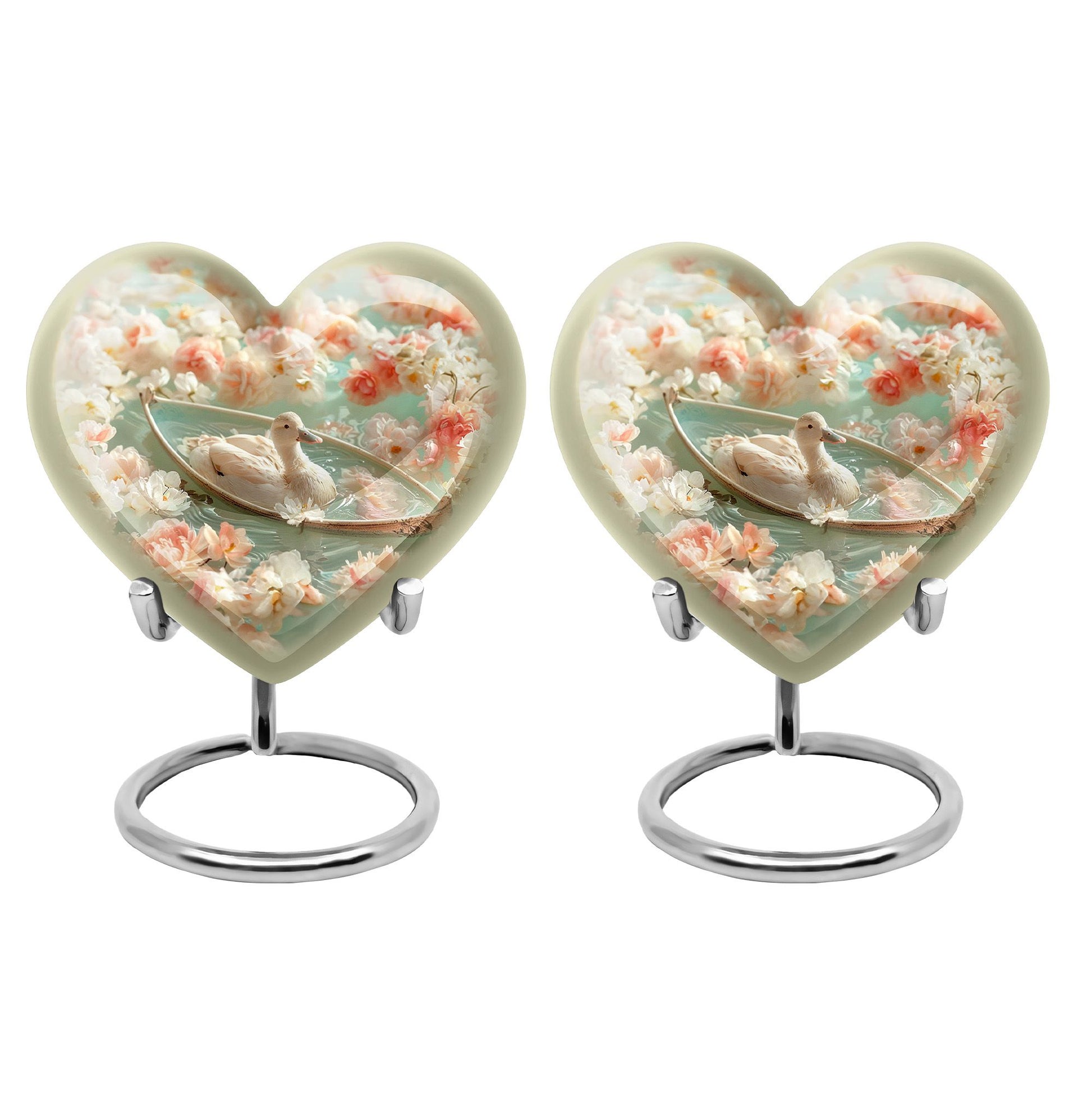 White Duck Funeral Urn - Mesmerizing Lotus Floral Urn For Ashes