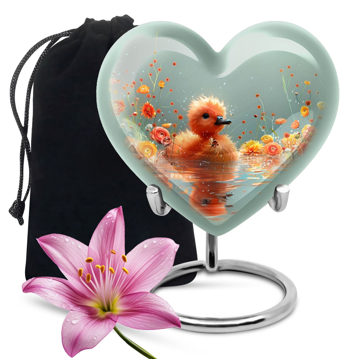 Personalized Flower Keepsake Urn for Human Ashes - 10-inch, 200 cu in - Yatskia