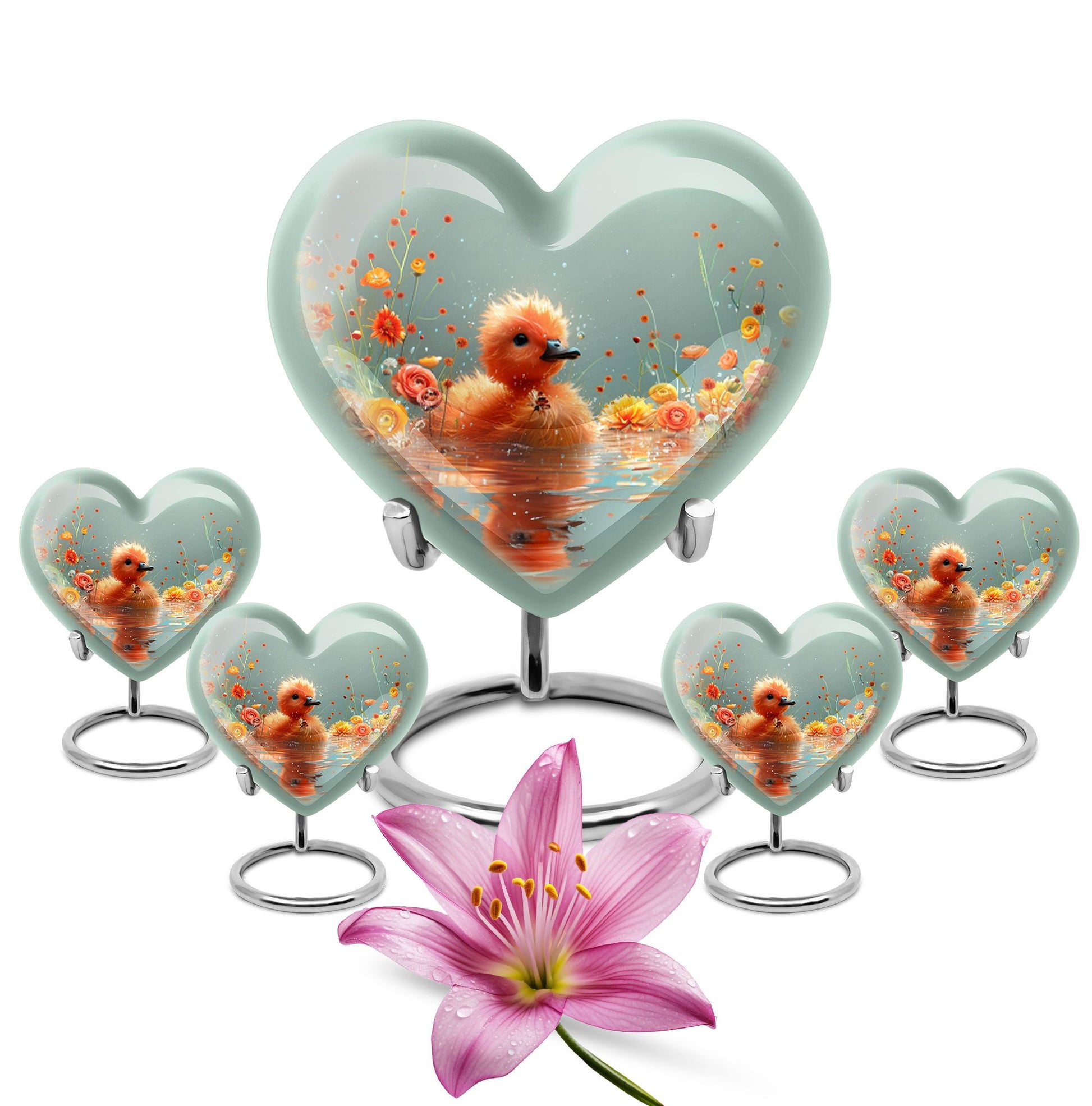 Baby Duck Memorial Urn Combo Set - Large And Keepsake Ashes Urn