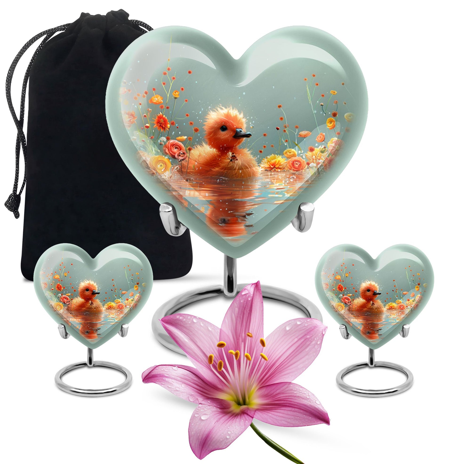 Baby Duck Memorial Urn Combo Set - Large And Keepsake Ashes Urn