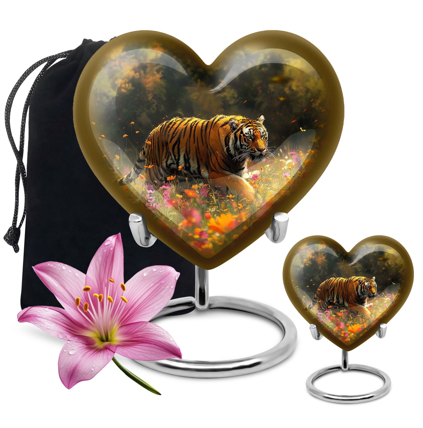 Personalized Tiger Keepsake Urn for Human Ashes - 10-inch, 200 cu in - Yatskia