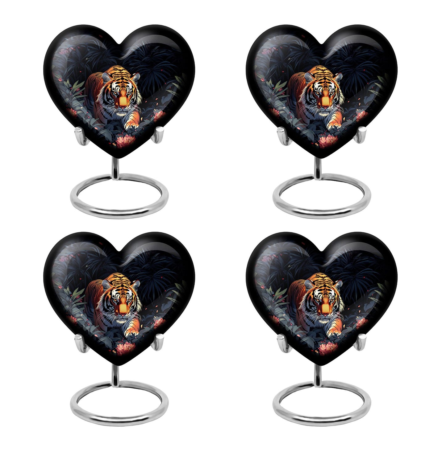 Black Personalized Tiger Cremation Urn for Human Ashes - 10-inch, 200 cu in - Yatskia