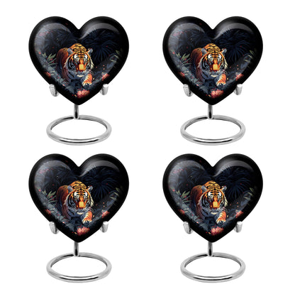 Black Personalized Tiger Cremation Urn for Human Ashes - 10-inch, 200 cu in - Yatskia