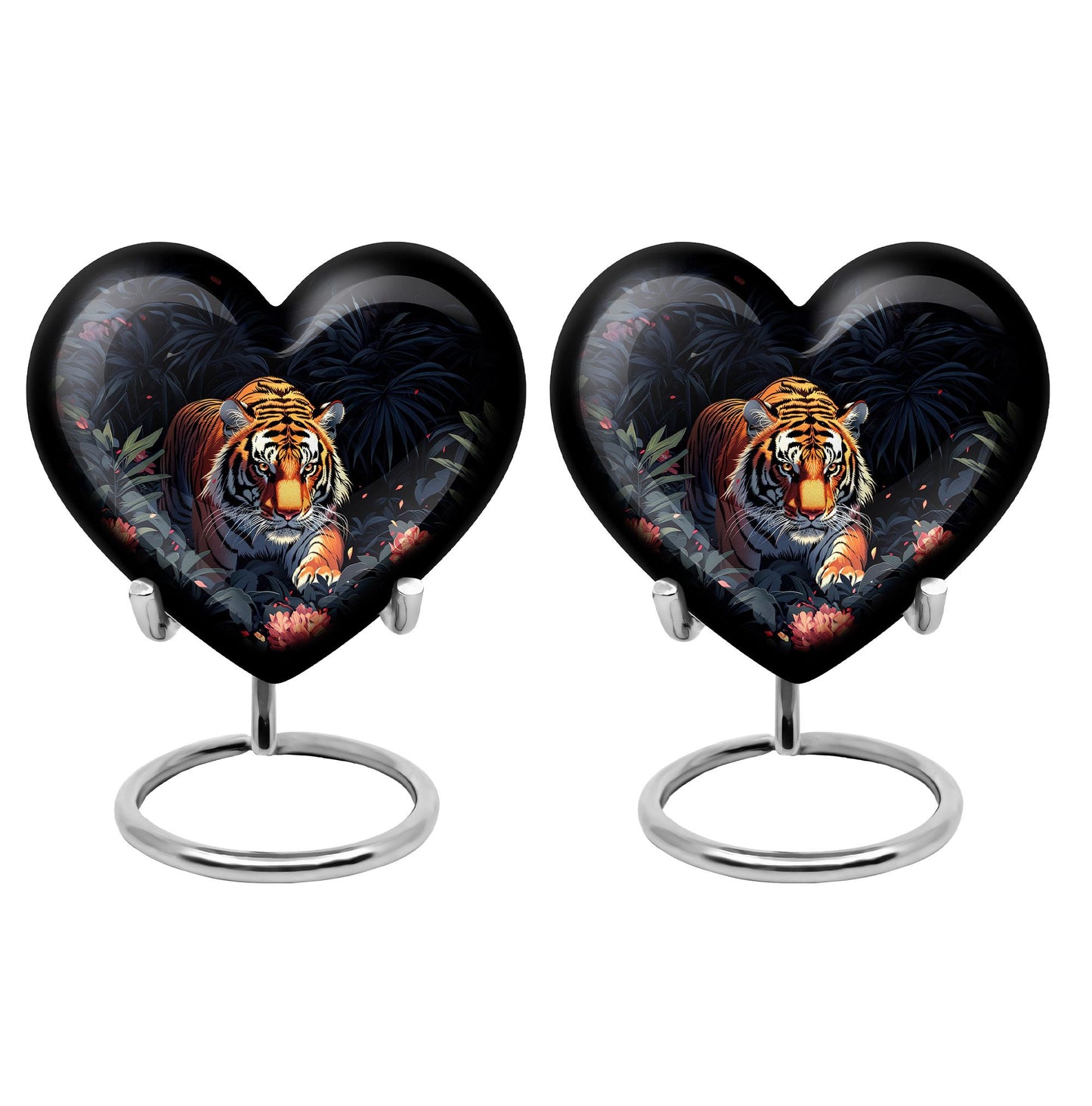 Black Personalized Tiger Cremation Urn for Human Ashes - 10-inch, 200 cu in - Yatskia