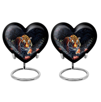 Black Personalized Tiger Cremation Urn for Human Ashes - 10-inch, 200 cu in - Yatskia
