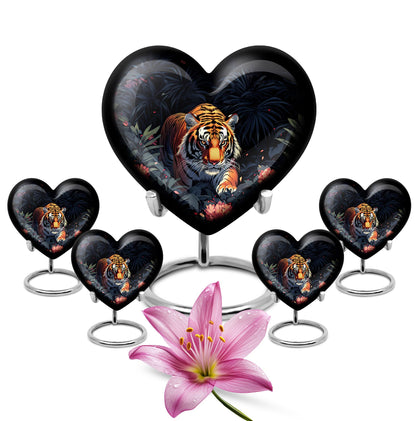 Black Personalized Tiger Cremation Urn for Human Ashes - 10-inch, 200 cu in - Yatskia