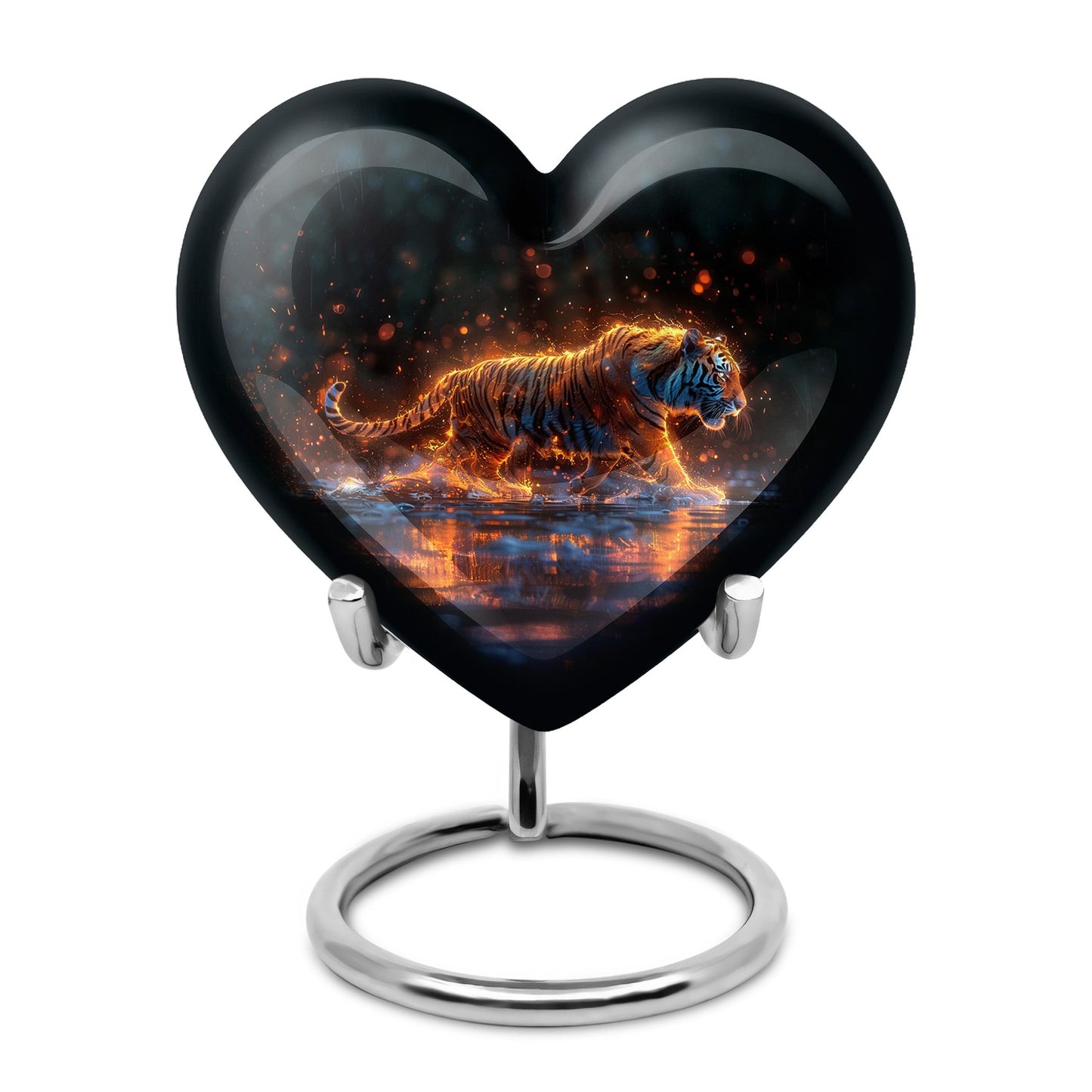 Black Personalized Tiger Cremation Urn for Human Ashes - 10-inch, 200 cu in - Yatskia