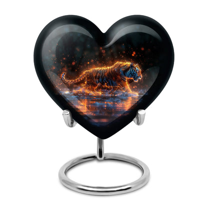 Black Personalized Tiger Cremation Urn for Human Ashes - 10-inch, 200 cu in - Yatskia